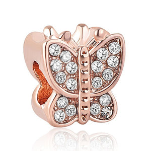 cat rose gold european mom bone butterfly diy bead&jewelry Fits Pandora