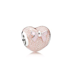 rose gold heart love paw big hole bead charm Fits