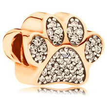 Load image into Gallery viewer, rose gold heart love paw big hole bead charm Fits