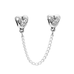 gold love bow mickey safety chain bead charm