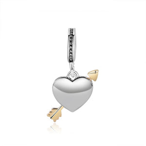 New Original Silver Plated Bead Alloy Family Mother Love Heart Pendant Charm Fit Pandora Bracelet Necklace DIY Women Jewelry